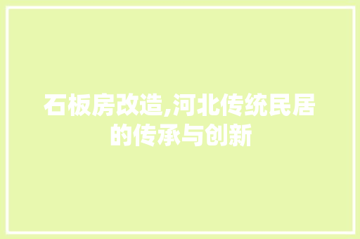 石板房改造,河北传统民居的传承与创新