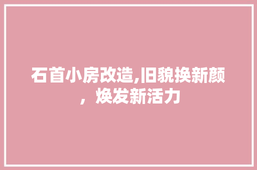 石首小房改造,旧貌换新颜，焕发新活力
