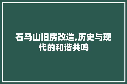 石马山旧房改造,历史与现代的和谐共鸣 综合便民