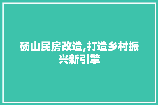 砀山民房改造,打造乡村振兴新引擎
