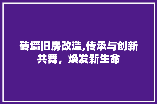砖墙旧房改造,传承与创新共舞，焕发新生命