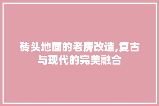 砖头地面的老房改造,复古与现代的完美融合
