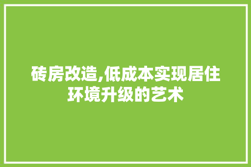 砖房改造,低成本实现居住环境升级的艺术