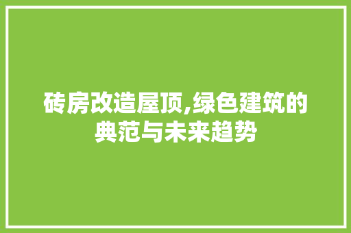 砖房改造屋顶,绿色建筑的典范与未来趋势