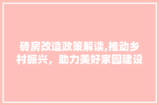 砖房改造政策解读,推动乡村振兴，助力美好家园建设