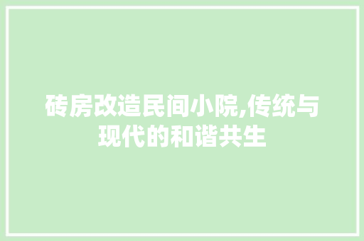 砖房改造民间小院,传统与现代的和谐共生