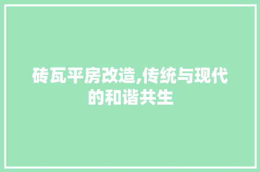砖瓦平房改造,传统与现代的和谐共生 汽车维修