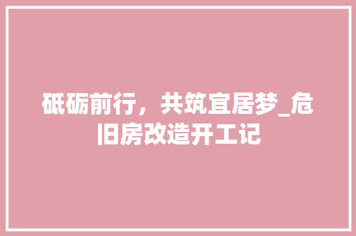 砥砺前行，共筑宜居梦_危旧房改造开工记