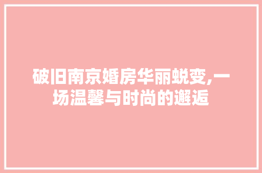 破旧南京婚房华丽蜕变,一场温馨与时尚的邂逅