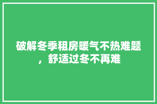 破解冬季租房暖气不热难题，舒适过冬不再难 家电维修