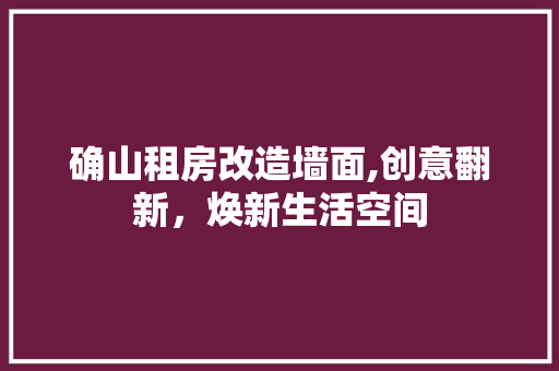 确山租房改造墙面,创意翻新，焕新生活空间