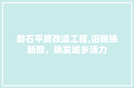 磐石平房改造工程,旧貌换新颜，焕发城乡活力