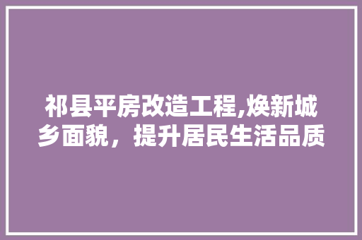 祁县平房改造工程,焕新城乡面貌，提升居民生活品质