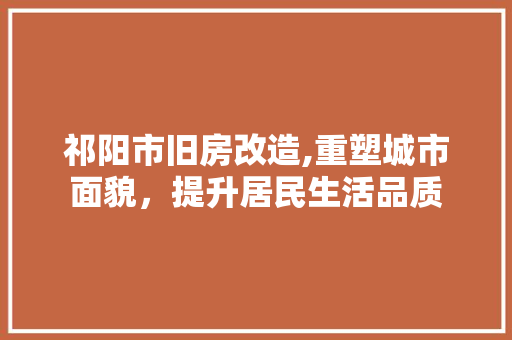 祁阳市旧房改造,重塑城市面貌，提升居民生活品质