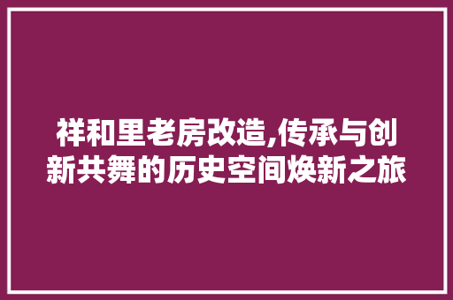 祥和里老房改造,传承与创新共舞的历史空间焕新之旅 厨房维修