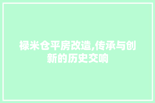 禄米仓平房改造,传承与创新的历史交响