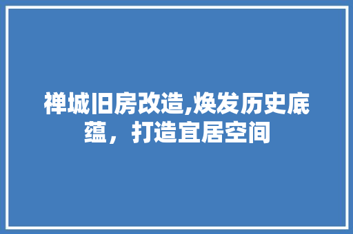 禅城旧房改造,焕发历史底蕴，打造宜居空间