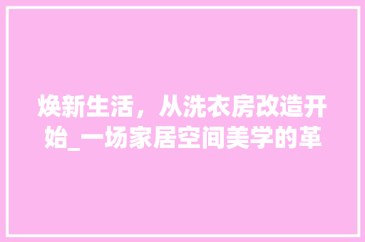 焕新生活，从洗衣房改造开始_一场家居空间美学的革命 汽车维修