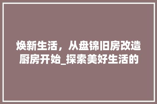 焕新生活，从盘锦旧房改造厨房开始_探索美好生活的起点 家电维修