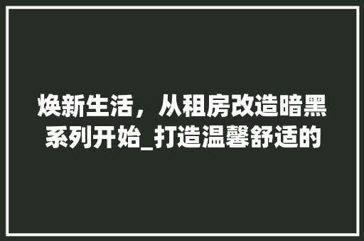 焕新生活，从租房改造暗黑系列开始_打造温馨舒适的家居空间 汽车维修