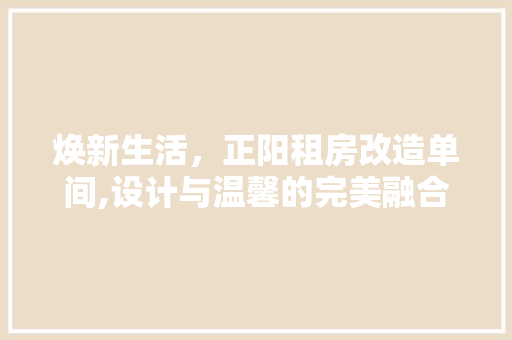 焕新生活，正阳租房改造单间,设计与温馨的完美融合 综合便民