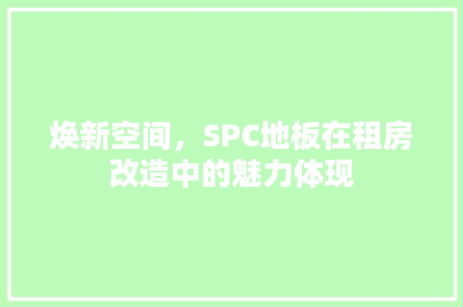 焕新空间，SPC地板在租房改造中的魅力体现