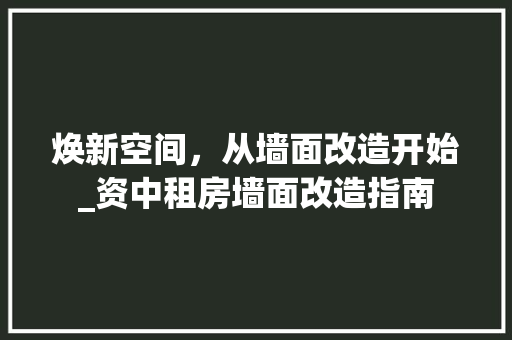 焕新空间，从墙面改造开始_资中租房墙面改造指南