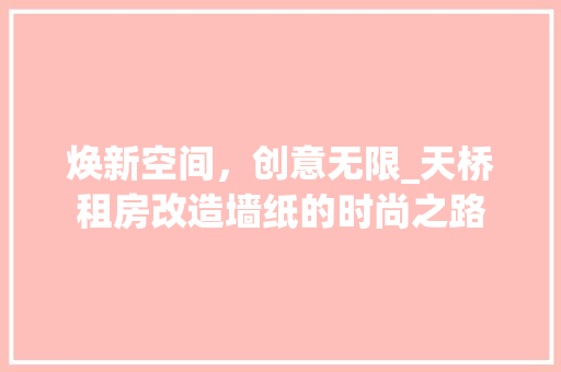 焕新空间，创意无限_天桥租房改造墙纸的时尚之路