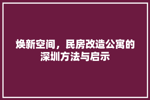 焕新空间，民房改造公寓的深圳方法与启示 综合便民