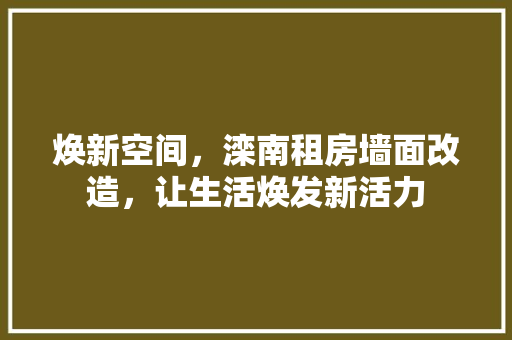 焕新空间，滦南租房墙面改造，让生活焕发新活力