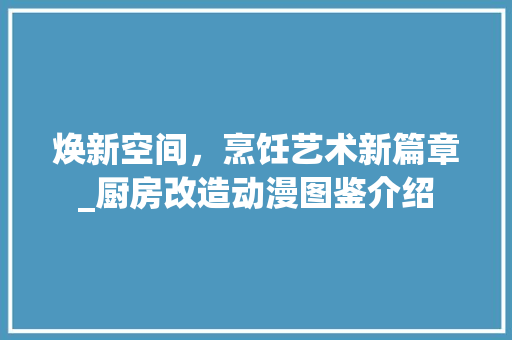 焕新空间，烹饪艺术新篇章_厨房改造动漫图鉴介绍 汽车维修