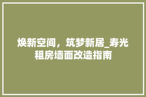 焕新空间，筑梦新居_寿光租房墙面改造指南