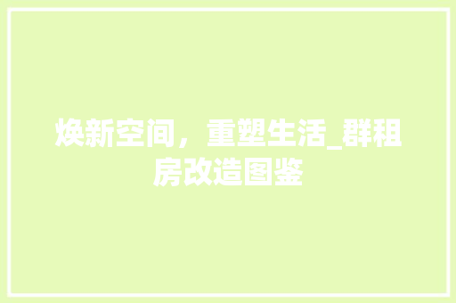 焕新空间，重塑生活_群租房改造图鉴