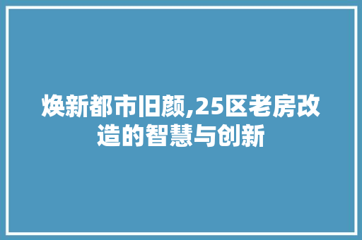 焕新都市旧颜,25区老房改造的智慧与创新