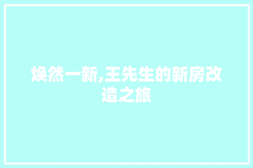 焕然一新,王先生的新房改造之旅 综合便民