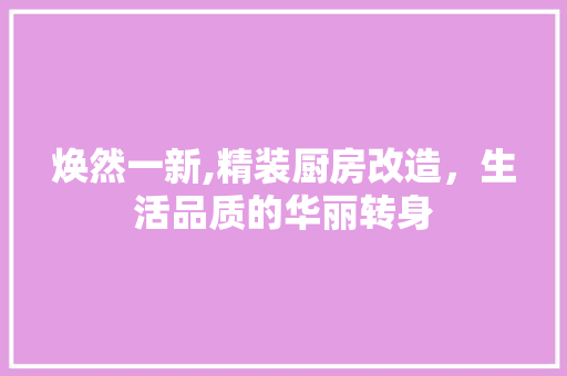 焕然一新,精装厨房改造，生活品质的华丽转身