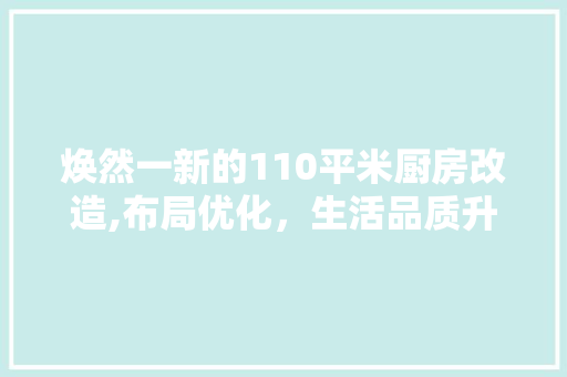 焕然一新的110平米厨房改造,布局优化，生活品质升级