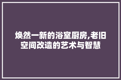 焕然一新的浴室厨房,老旧空间改造的艺术与智慧