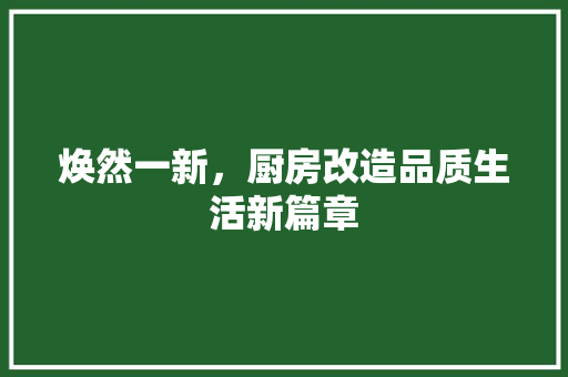 焕然一新，厨房改造品质生活新篇章