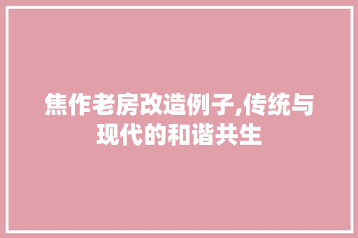 焦作老房改造例子,传统与现代的和谐共生