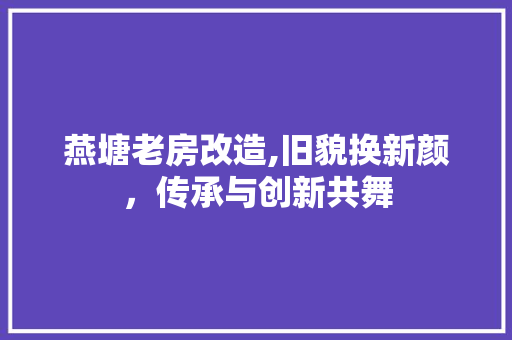 燕塘老房改造,旧貌换新颜，传承与创新共舞 家电维修