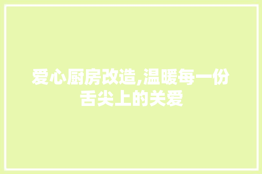 爱心厨房改造,温暖每一份舌尖上的关爱