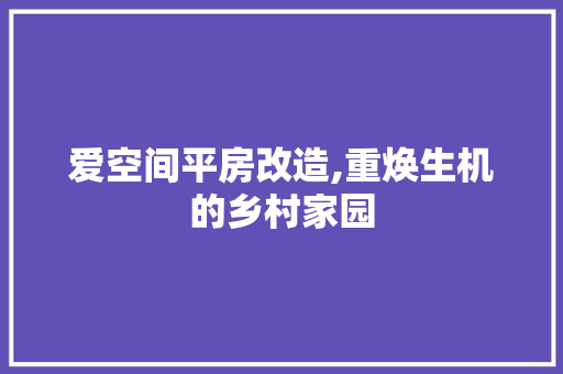 爱空间平房改造,重焕生机的乡村家园