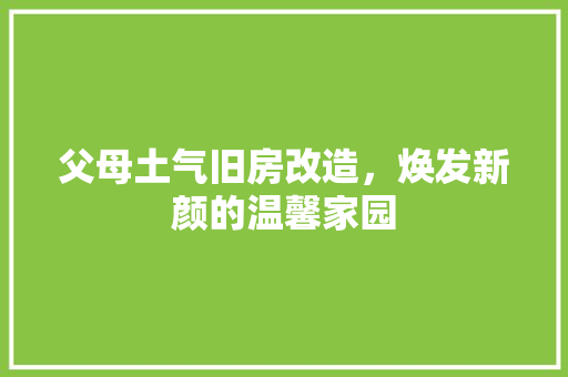 父母土气旧房改造，焕发新颜的温馨家园