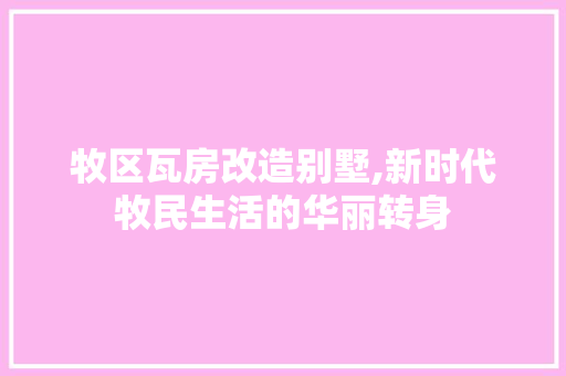 牧区瓦房改造别墅,新时代牧民生活的华丽转身
