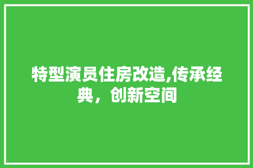 特型演员住房改造,传承经典，创新空间