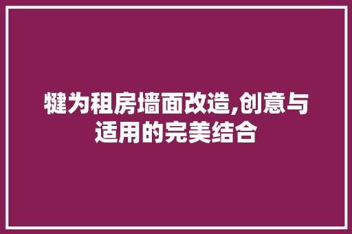 犍为租房墙面改造,创意与适用的完美结合