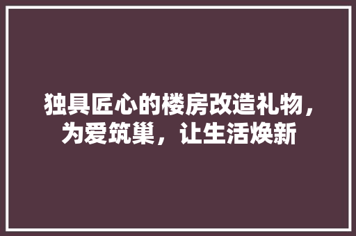 独具匠心的楼房改造礼物，为爱筑巢，让生活焕新 综合便民