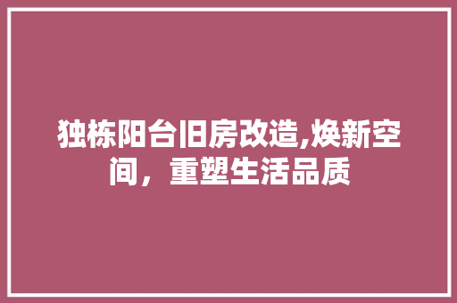 独栋阳台旧房改造,焕新空间，重塑生活品质