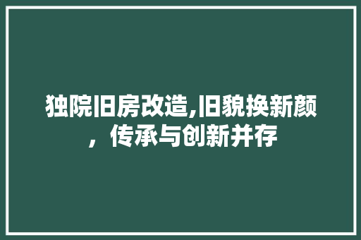 独院旧房改造,旧貌换新颜，传承与创新并存